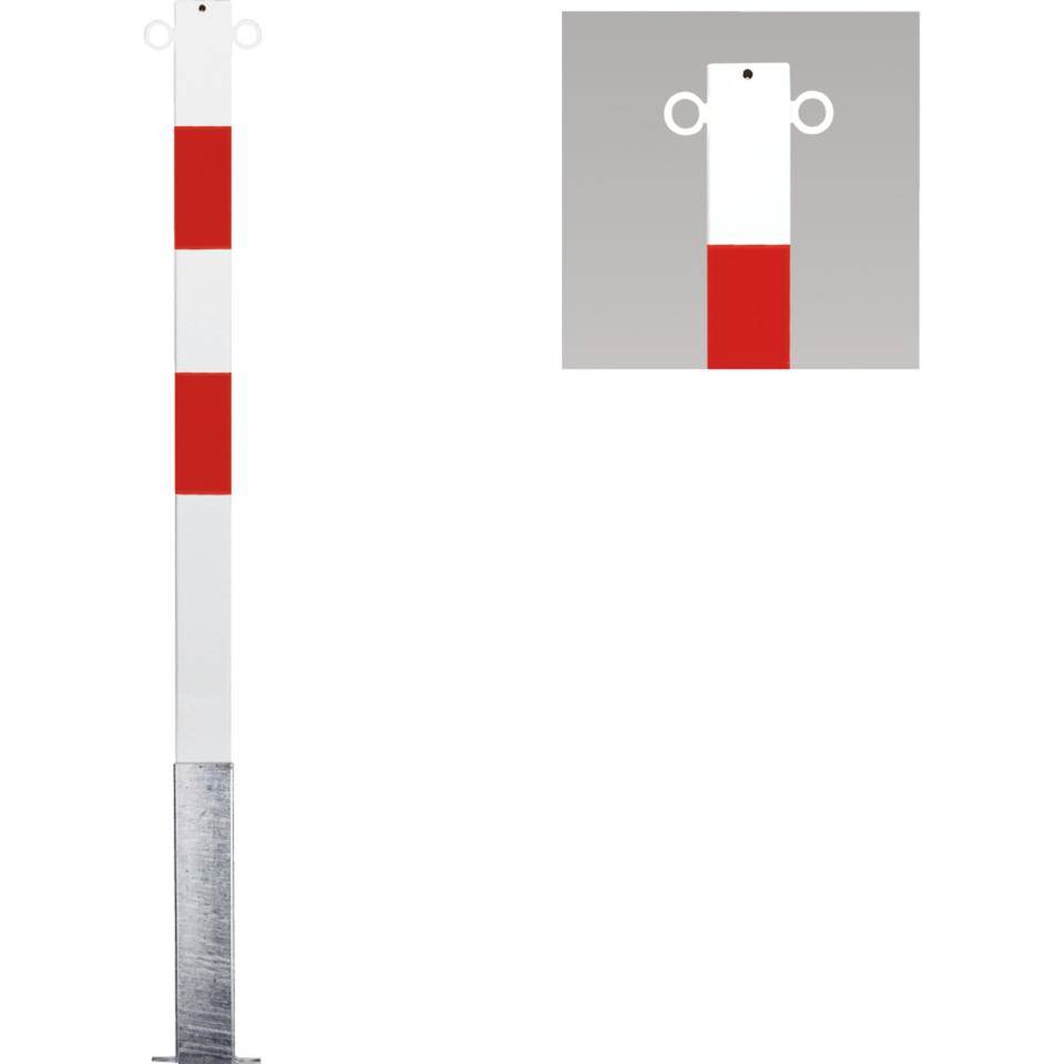 K.57 Absperrpfosten Bern,2Kettenö.,herausnehmb.,rot/reflekt.-weiß,70x70mm,1400mm