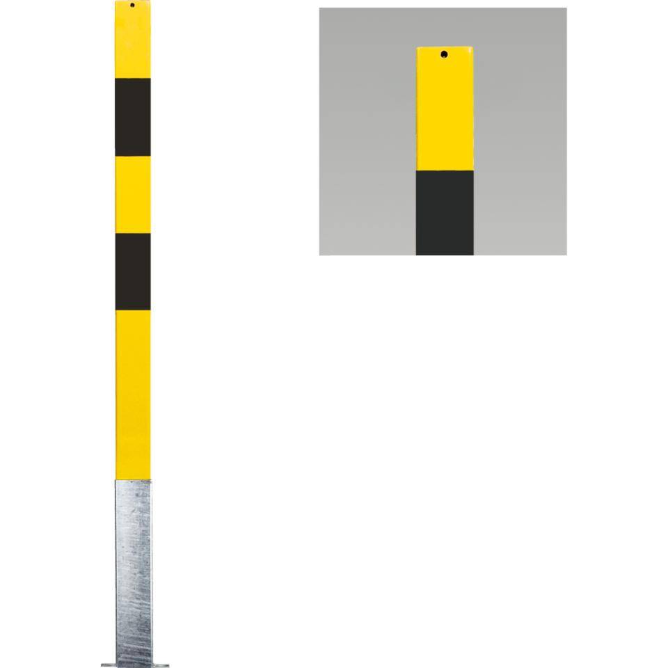 K.57 Absperrpfosten Bern,ohne Kettenöse,herausnehmb.,gelb/schwarz,70x70mm,1400mm