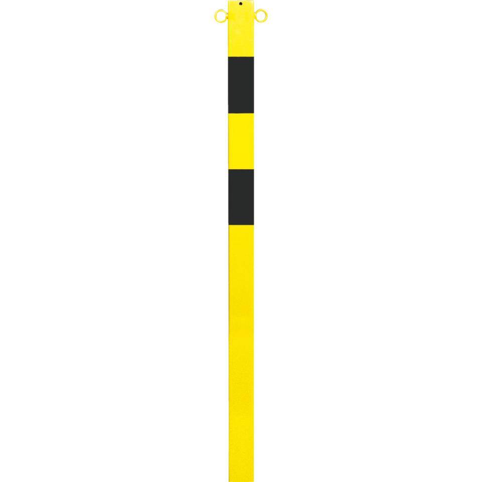 K.57 Absperrpfosten Bern,2 Kettenösen,z. Einbeton.,gelb/schwarz,70x70mm,1400mm