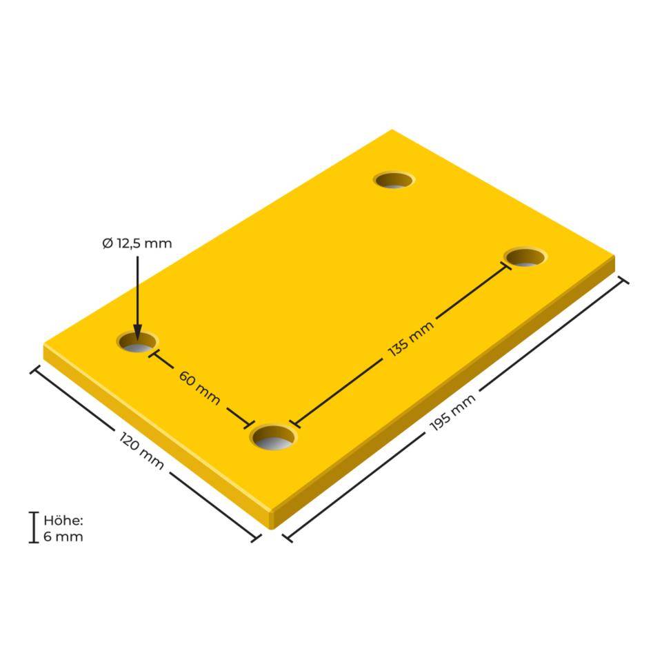 K.57 Absperrpfosten Bern,2 Kettenösen,zum Aufdübeln,gelb/schwarz,Ø 60mm,1000mm