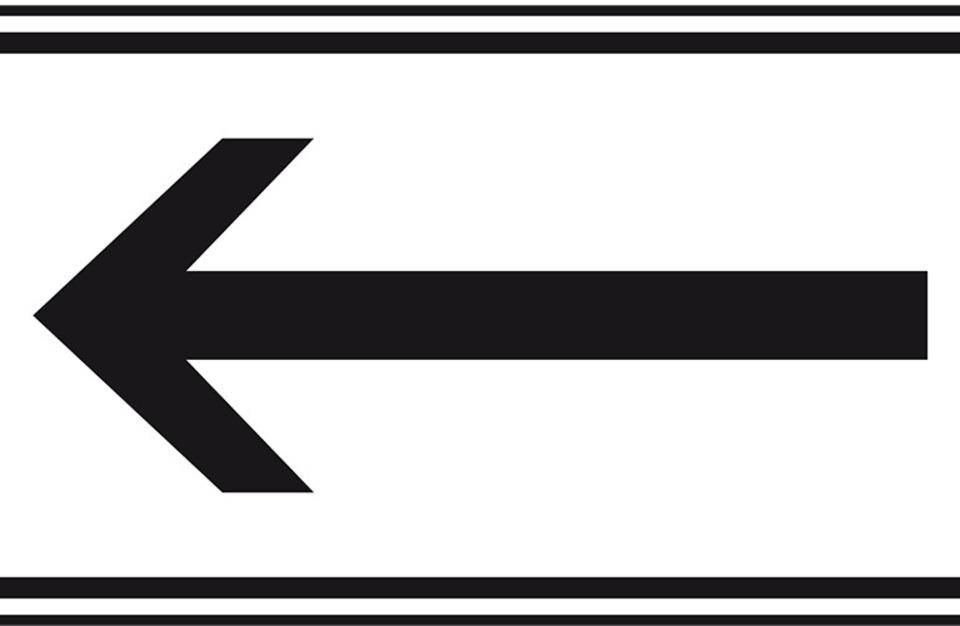 Schild Pfeil linksweisend, Aluminium Typ 0, reflektierend, 420x231mm, DIN 67520