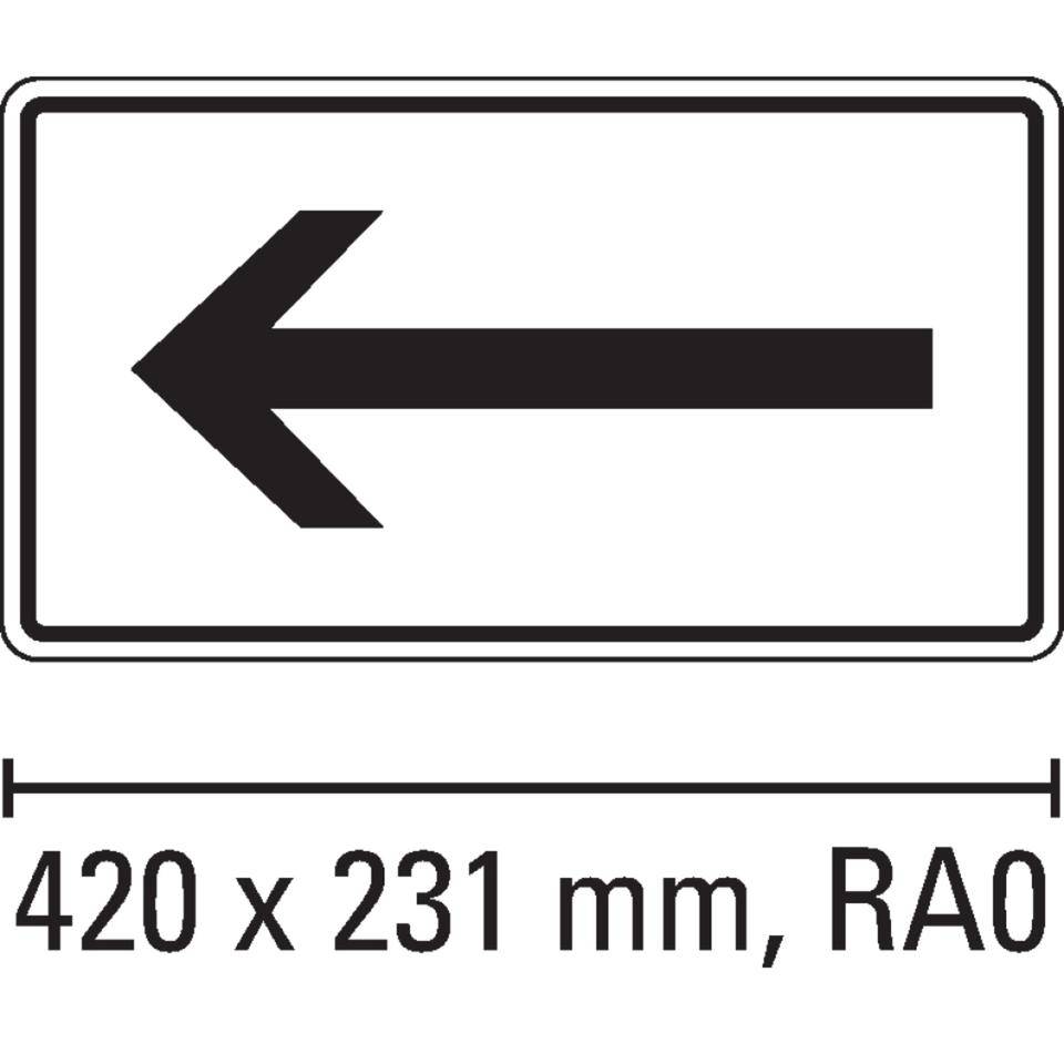 Schild Pfeil linksweisend, Aluminium Typ 0, reflektierend, 420x231mm, DIN 67520