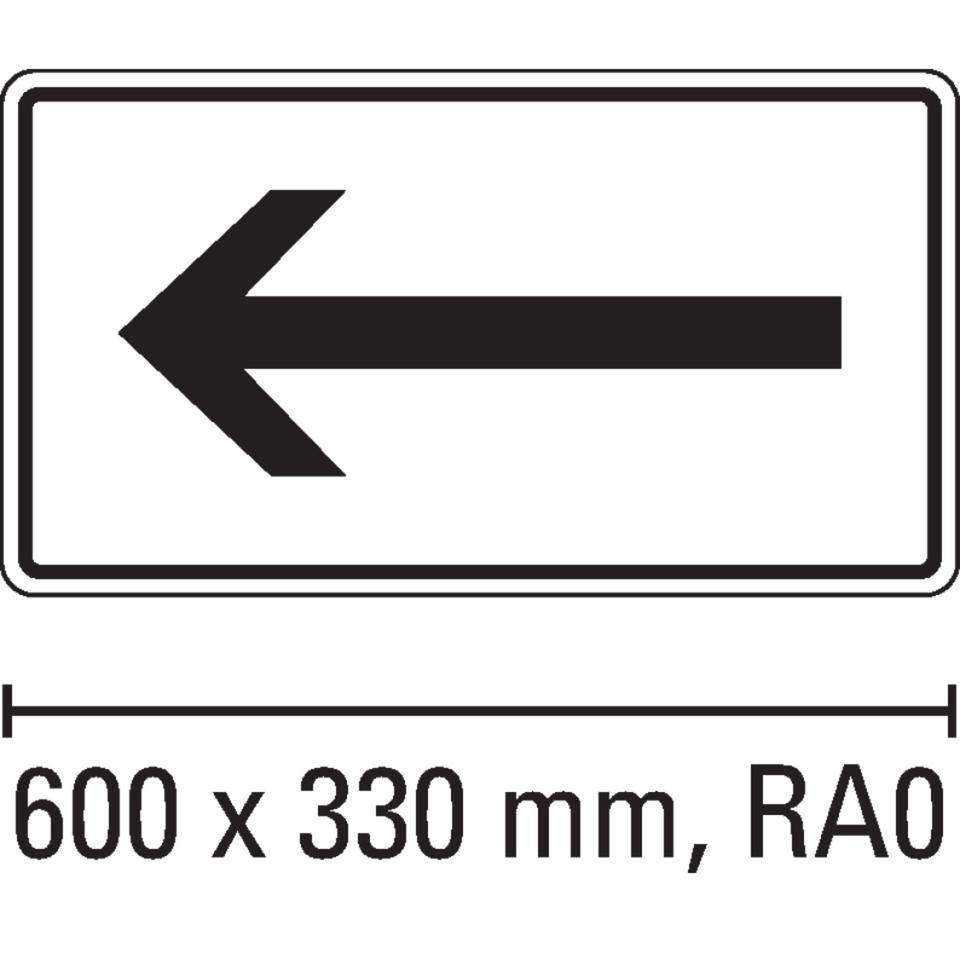 Schild Pfeil linksweisend, Aluminium Typ 0, reflektierend, 600x330mm, DIN 67520