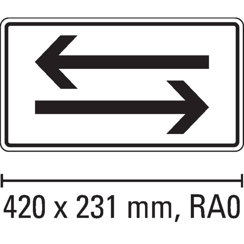 Schild Pfeil links- und rechtsweisend, Aluminium Typ 0, reflektierend, 420x231mm, DIN 67520