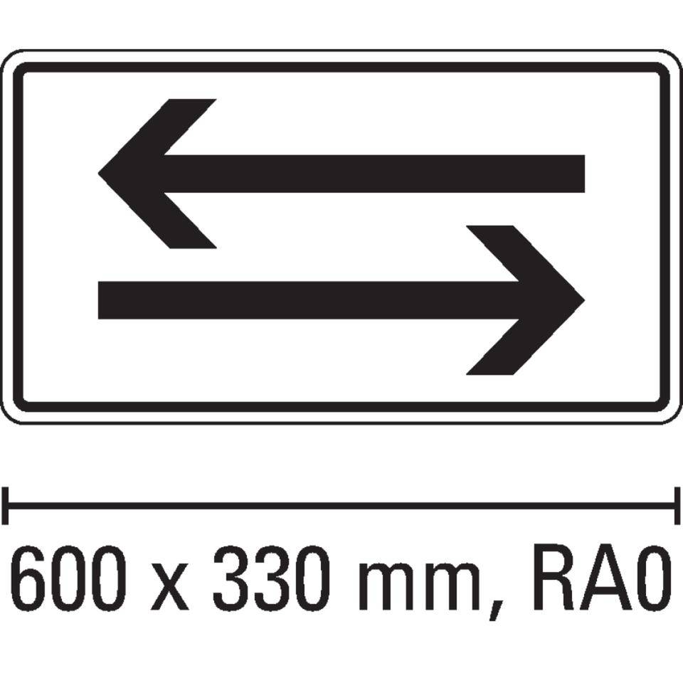 Schild Pfeil links- und rechtsweisend, Aluminium Typ 0, reflektierend, 600x330mm, DIN 67520