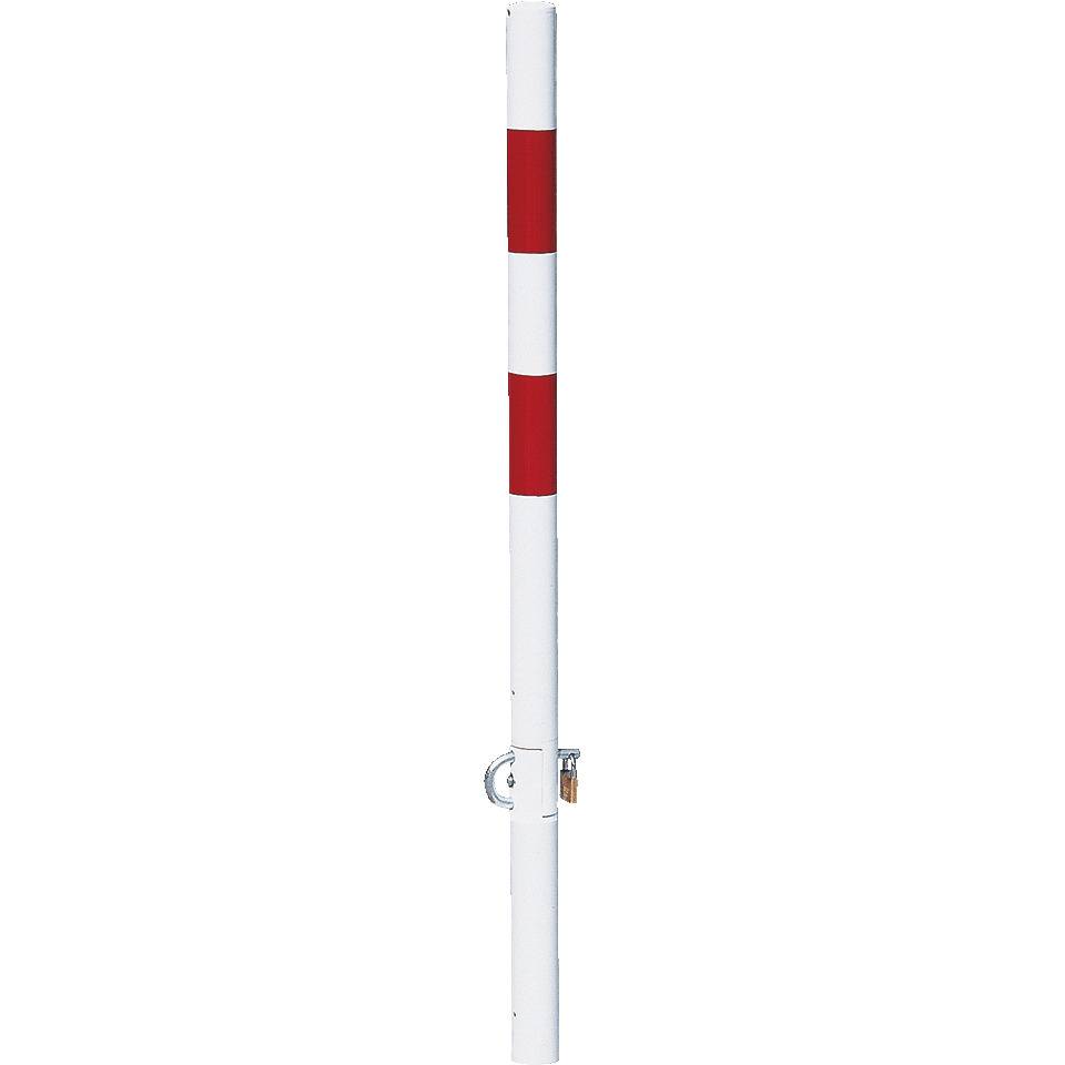 K.57 Parkpfosten Bonn, umklappbar, zum Einbetonieren, weiß/rot, Ø 60mm, 1400mm