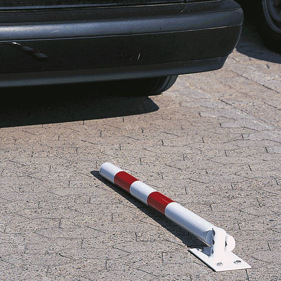 K.57 Parkpfosten Bonn, umklappbar, zum Einbetonieren, weiß/rot, Ø 60mm, 1400mm