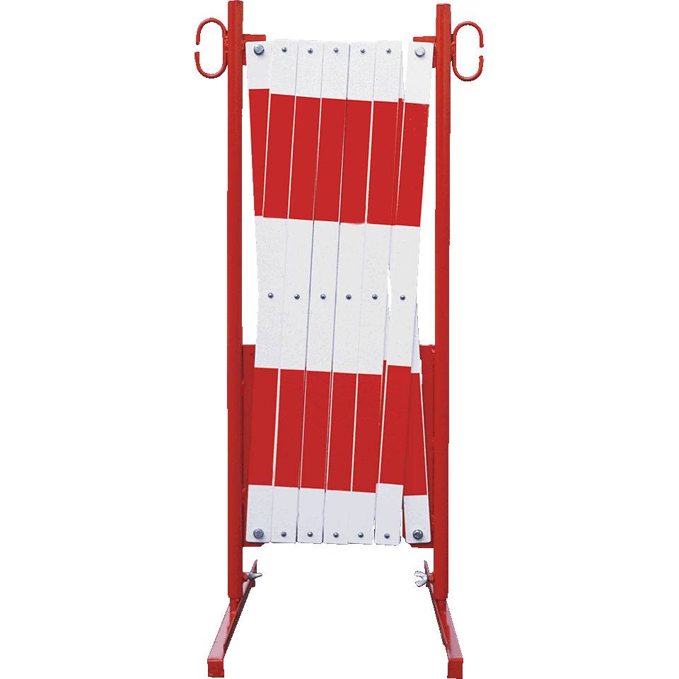 K.57 Scherensperre, mittel, weiß/rote Reflexfolie, ausziehbar bis 3,6m, 12kg