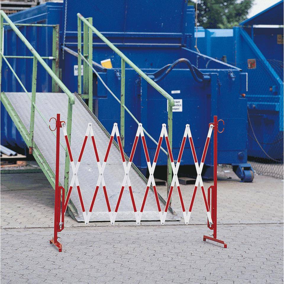 K.57 Scherensperre, leicht, weiß/rote Reflexfolie, ausziehbar bis 2m, 6,5kg