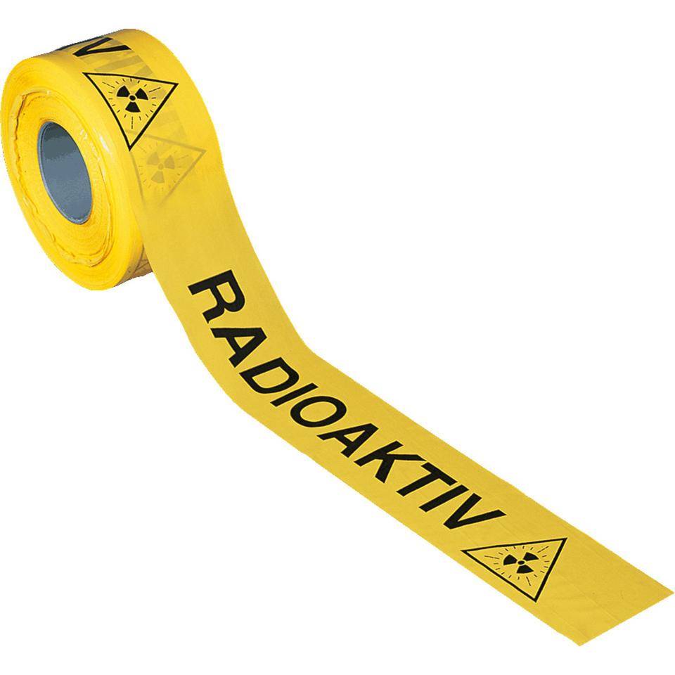 Absperrband Radioaktiv, mit Symbol, gelb, B 80mm, 500m/Rolle