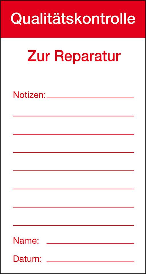 Qualitätsaufkleber Qualitätskontrolle-Zur Reparatur, Papier, 80x150mm, 100/Block