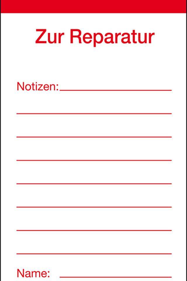 Qualitätsaufkleber Qualitätskontrolle-Zur Reparatur, Folie, selbstklebend, 80x150mm