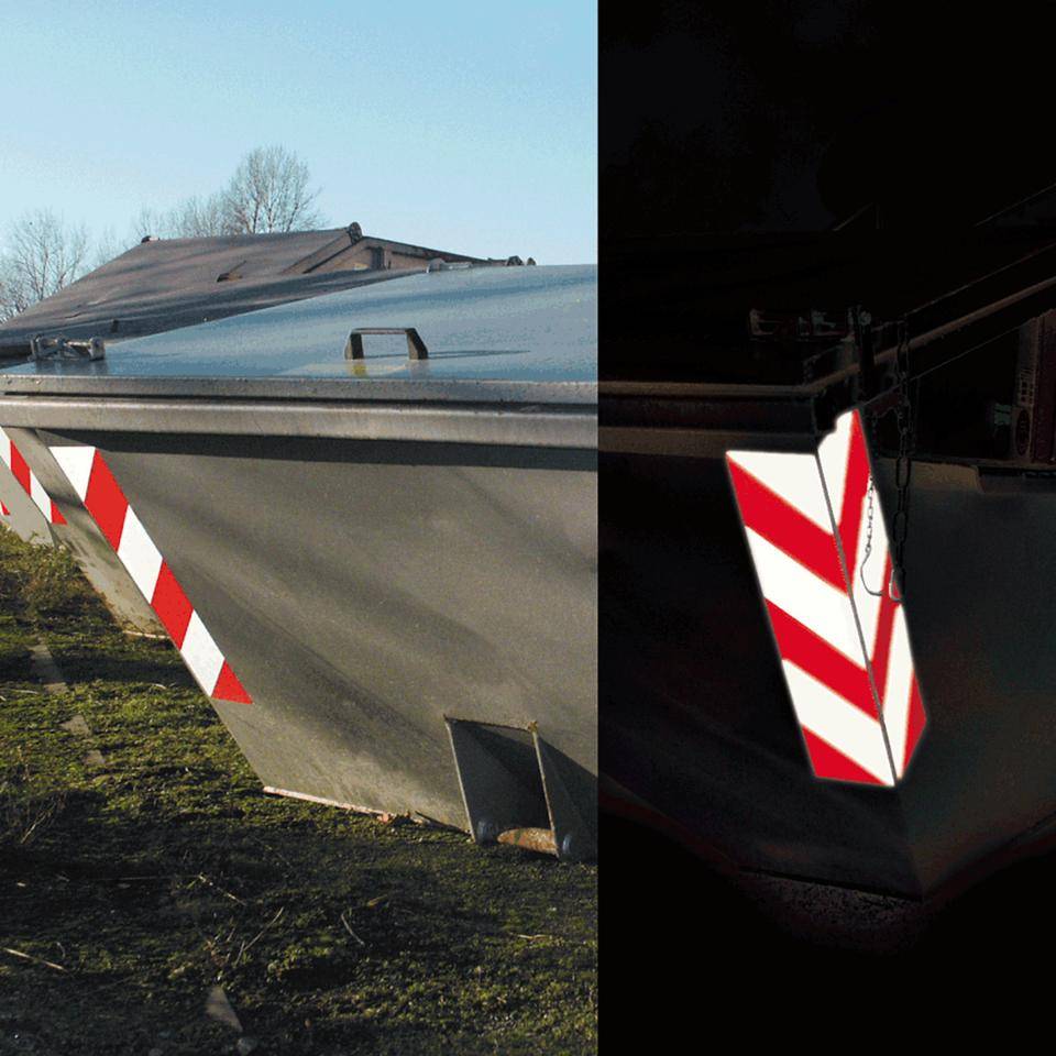 ORALITE® Containerwarnmarkierung, 4 links-/4 rechtsweisend, Reflexfolie, 141x705mm