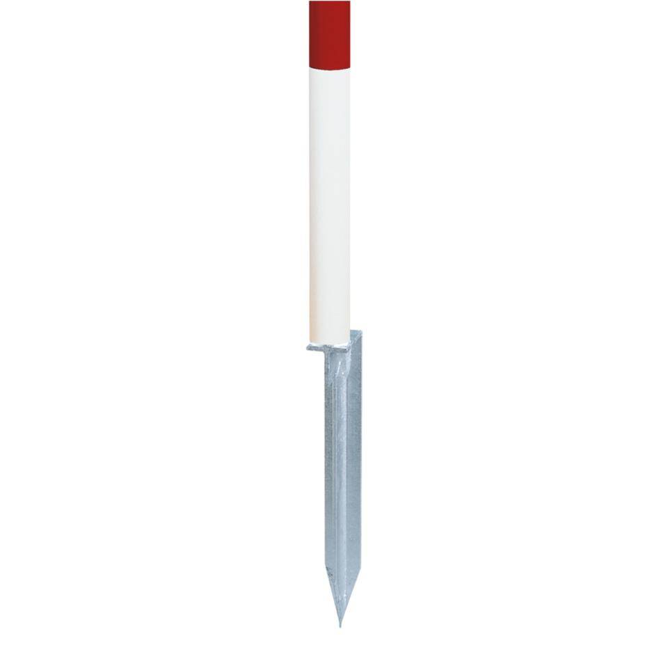 K.57 Einschlagpfosten,m. Einschlagspitze,rot/weiß,Stahlrohr,feuerverzinkt,1000mm