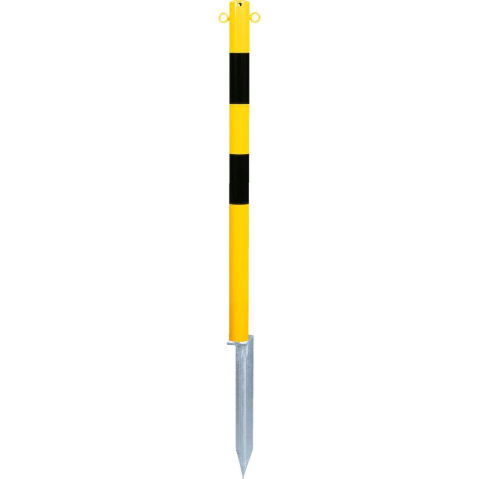 K.57 Einschlagpfosten,m. Einschlagsp.gelb/schwarz,Stahlrohr,feuerverzinkt,1000mm
