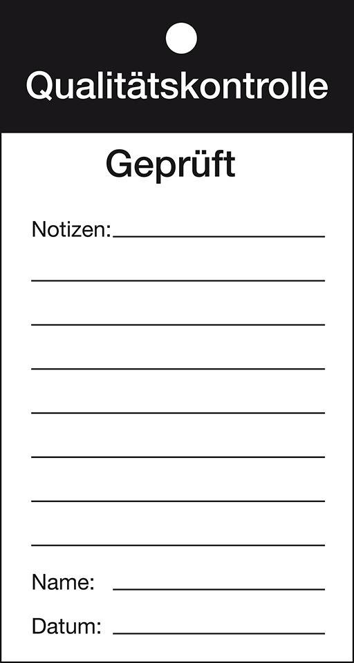 Qualitätsanhänger Qualitätskontrolle-Geprüft, Karton, 80x150mm, 50/VE