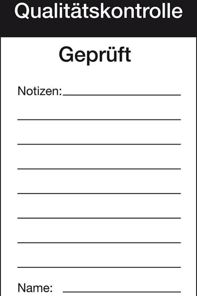 Qualitätsanhänger Qualitätskontrolle-Geprüft, Karton, 80x150mm, 50/VE