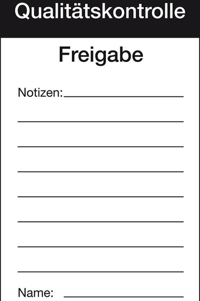 Qualitätsanhänger Qualitätskontrolle-Freigabe, Karton, 80x150mm,50/VE