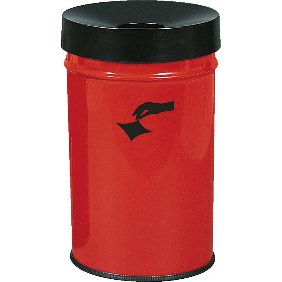 Abfallbehälter FIRE EX, selbstlöschend, rot, Ø 392mm, Höhe 630mm, Inhalt 60l
