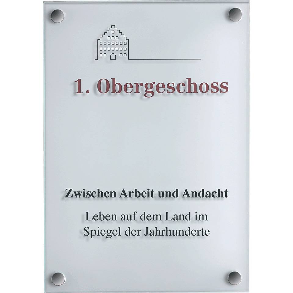 Raumschild Galerie, ESG-Glas, 297x210mm (DIN A4), inkl.Befestigungsmaterial
