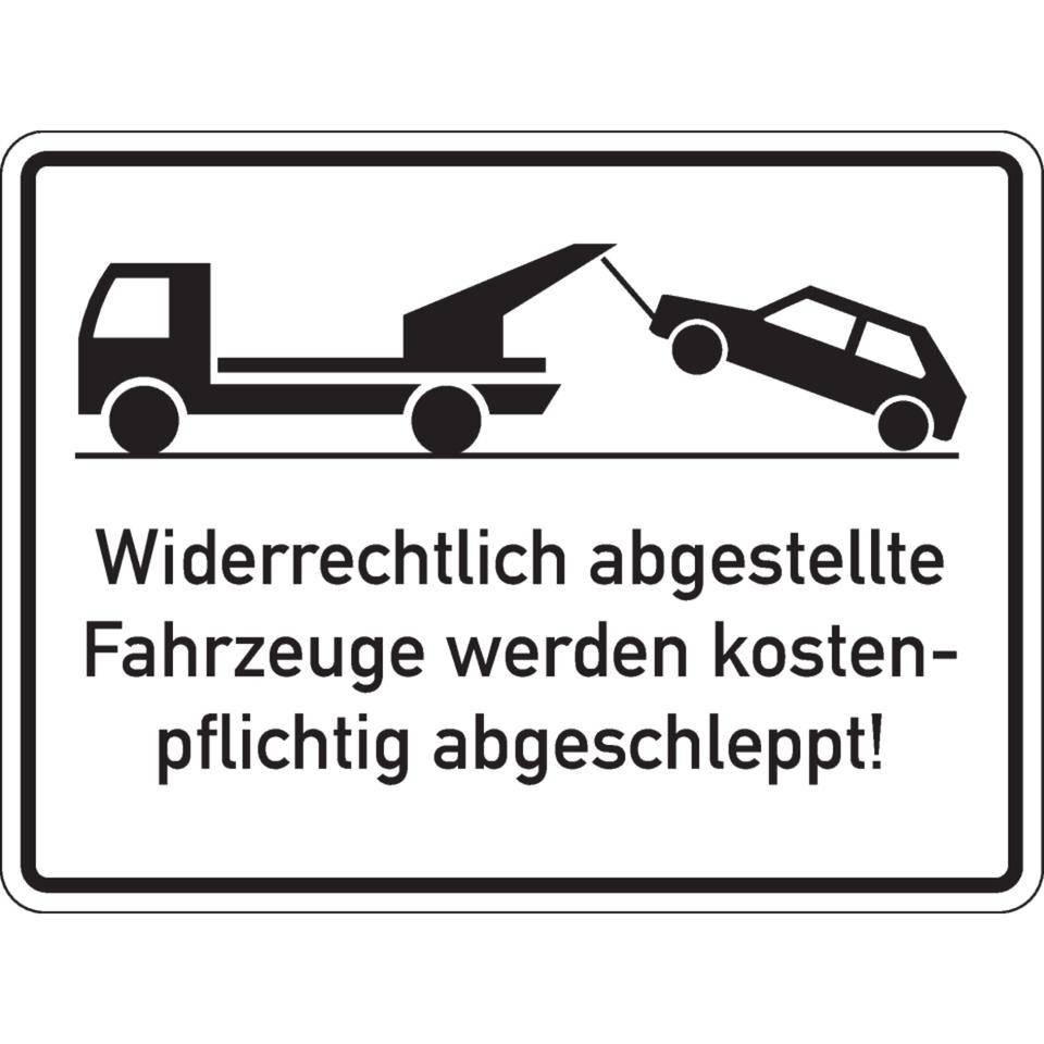 Parkverbotsschild Widerrechtlich abgestellte..., Aluminium RA0, reflektierend, 600x450mm, DIN 67520, nach StVO