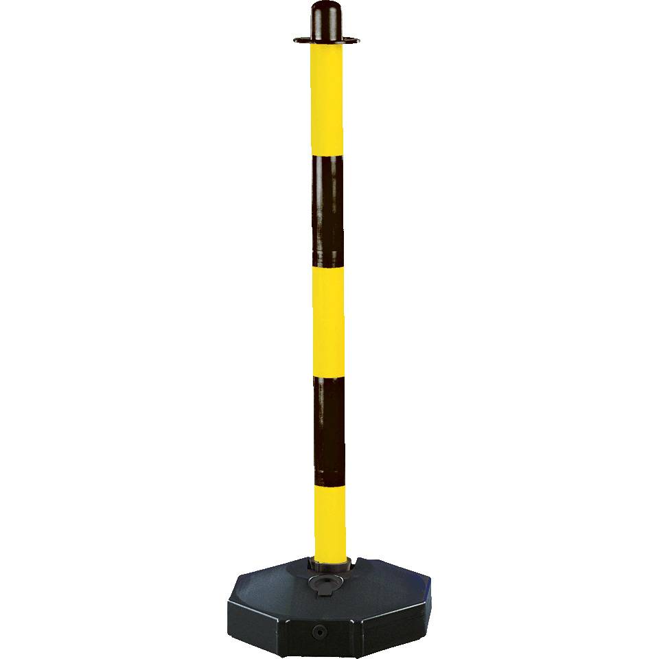K.57 Klapp-Pfosten m. Fuß,befüllt,gelb/schwarz,Kunststoff,H 870mm,Fuß Ø 300mm