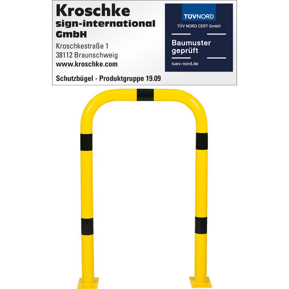 K.57 Schutzbügel,z.Aufdüb.,gelb/schwarz,Stahl,verzinkt,pulverb.,Ø76mm,750x1150mm