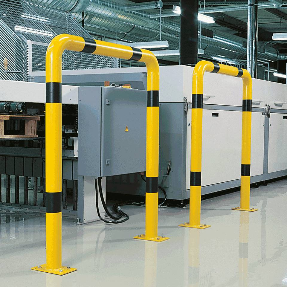 K.57 Schutzbügel,z.Aufdüb.,gelb/schwarz,Stahl,verzinkt,pulverb.,Ø76mm,750x1150mm