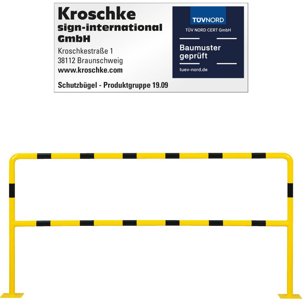 K.57 Schutzbügel light m.Knieholm,z.Aufd.,gelb/schwarz,Stahl,Ø42mm,2000x1000mm
