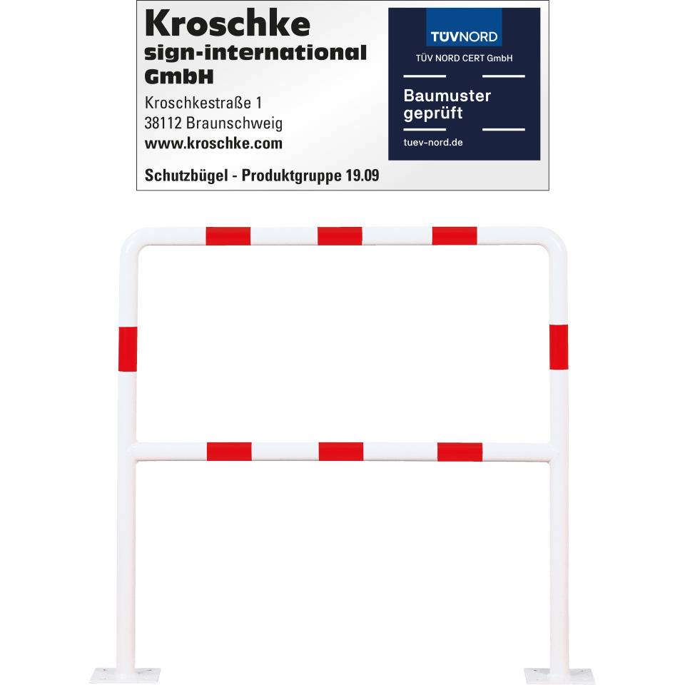 K.57 Schutzbügel light mit Knieholm,z.Aufdübeln,rot/weiß,Stahl,Ø42mm,1000x1000mm