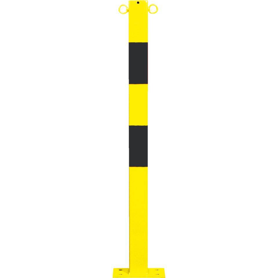 K.57 Absperrpfosten Bern,2 Kettenösen,zum Aufdübeln,gelb/schwarz,70x70mm,1000mm