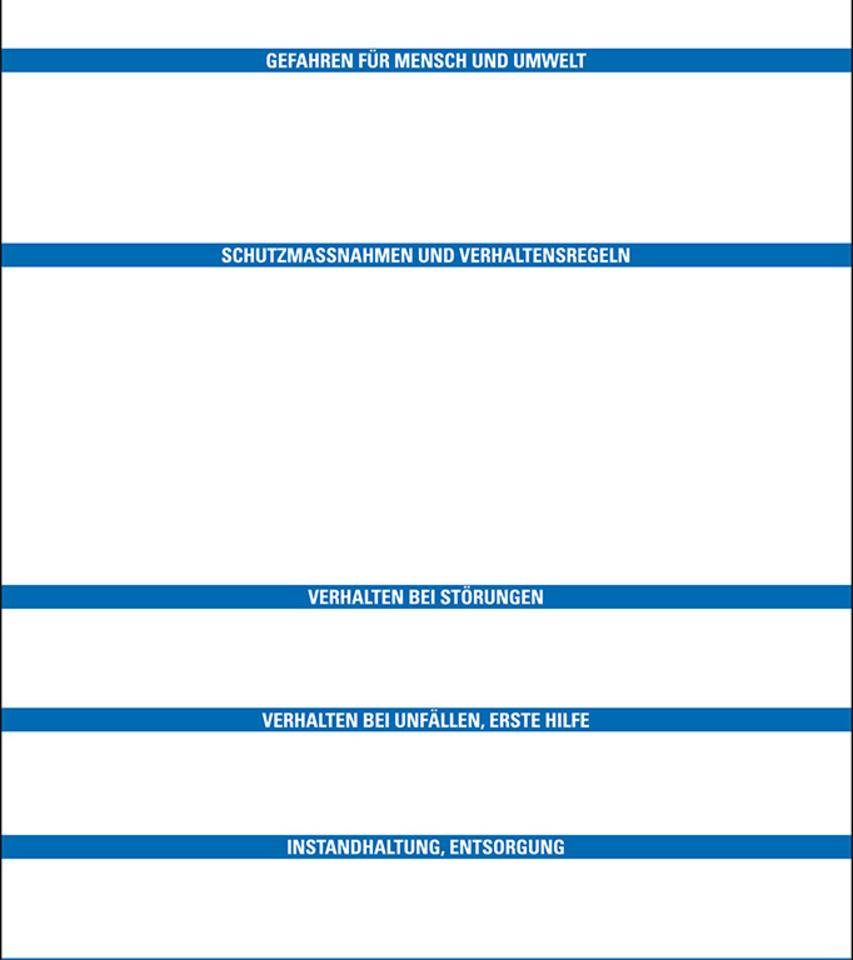 Ersatzvordrucke für Maschinenbetriebsanweisungen, Papier, DIN A4, 25/VE
