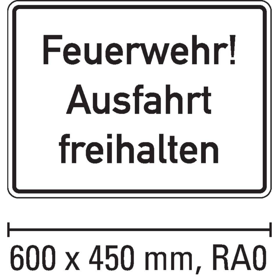 Hinweisschild Feuerwehr! Ausfahrt freihalten, Aluminium RA0, reflektierend, 600x450mm, DIN 67520