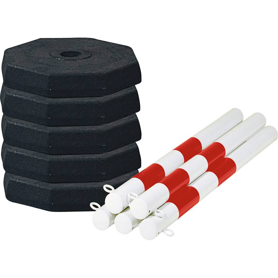 K.57 Kettenständer-Set Robust,6 Pfosten,10m Stahlkette rot/weiß,20 S-Haken,Stahl