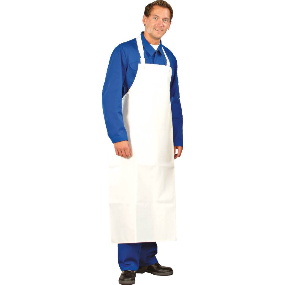 STAHLNETZ® Arbeitsschürze Pevautex, weiß, PVC-beschichtetes Gewebe, 90x120cm