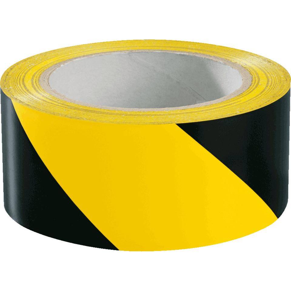 Warnmarkierungsband, mit Laminat, gelb/schwarz, 50mm, 16,5m, je 1 Rolle rechts/links/VE, ASR A1.3