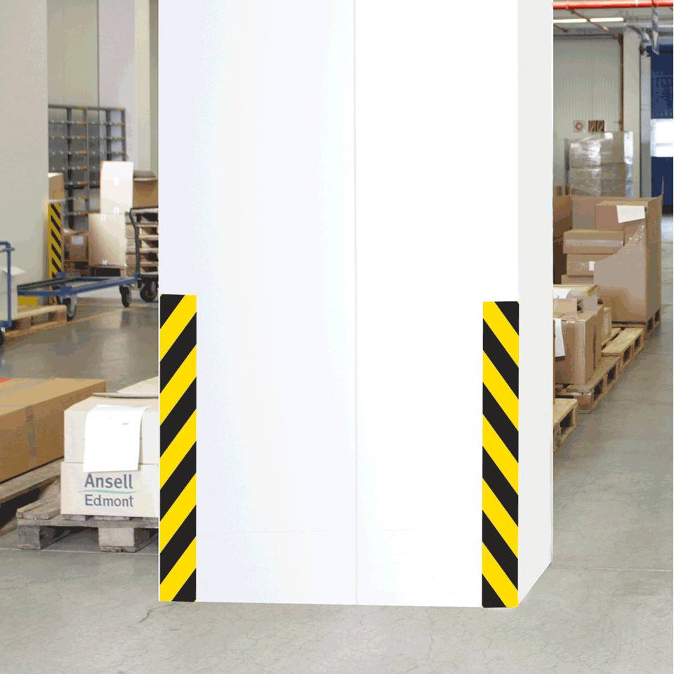 Warnmarkierungsband Set, rechts-/linksweisend, gelb/schwarz, Gewebefolie, 50mm, 25m, 2/VE