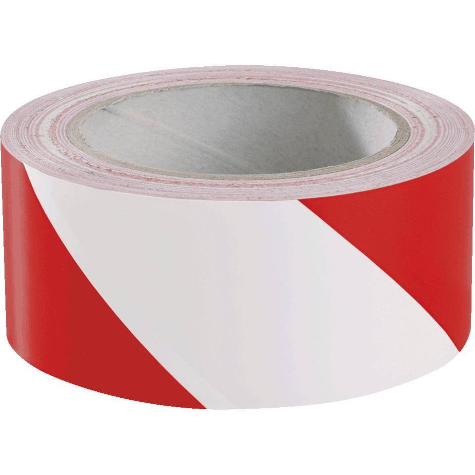 Warnmarkierungsband, mit Laminat, rot/weiß, 50mm, 16,5m, je 1 Rolle rechts/links/VE, ASR A1.3