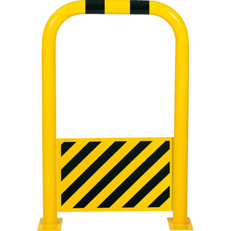 K.57 Schutzbügel mit Unterfahrschutz,425mm,z.Aufdüb.,gelb/schw.,Stahl,750x1150mm