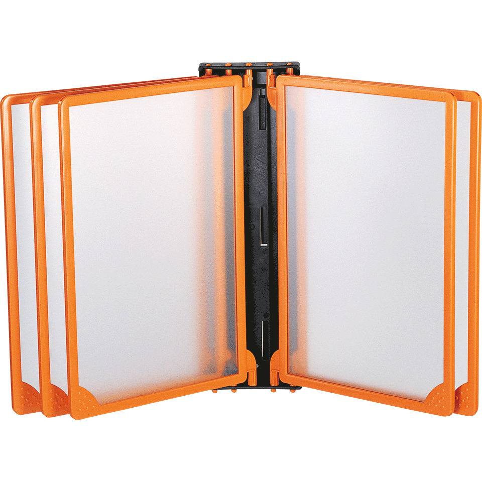 Klapprahmen INFOLINE, Wandhalterung mit 5 Rahmen, orange, Kunststoff, DIN A4