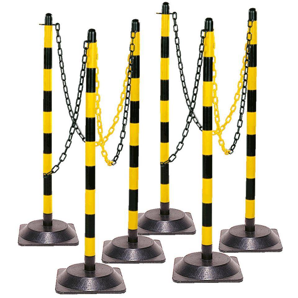 K.57 Kettenständer-Set Mobil Medi,6-tlg.,mit Fuß,gelb/schwarz,Kunststoff,H 900mm