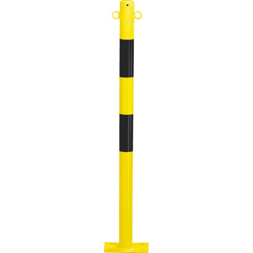 K.57 Absperrpfosten Bern,2 Kettenösen,zum Aufdübeln,gelb/schwarz,Ø 60mm,1000mm