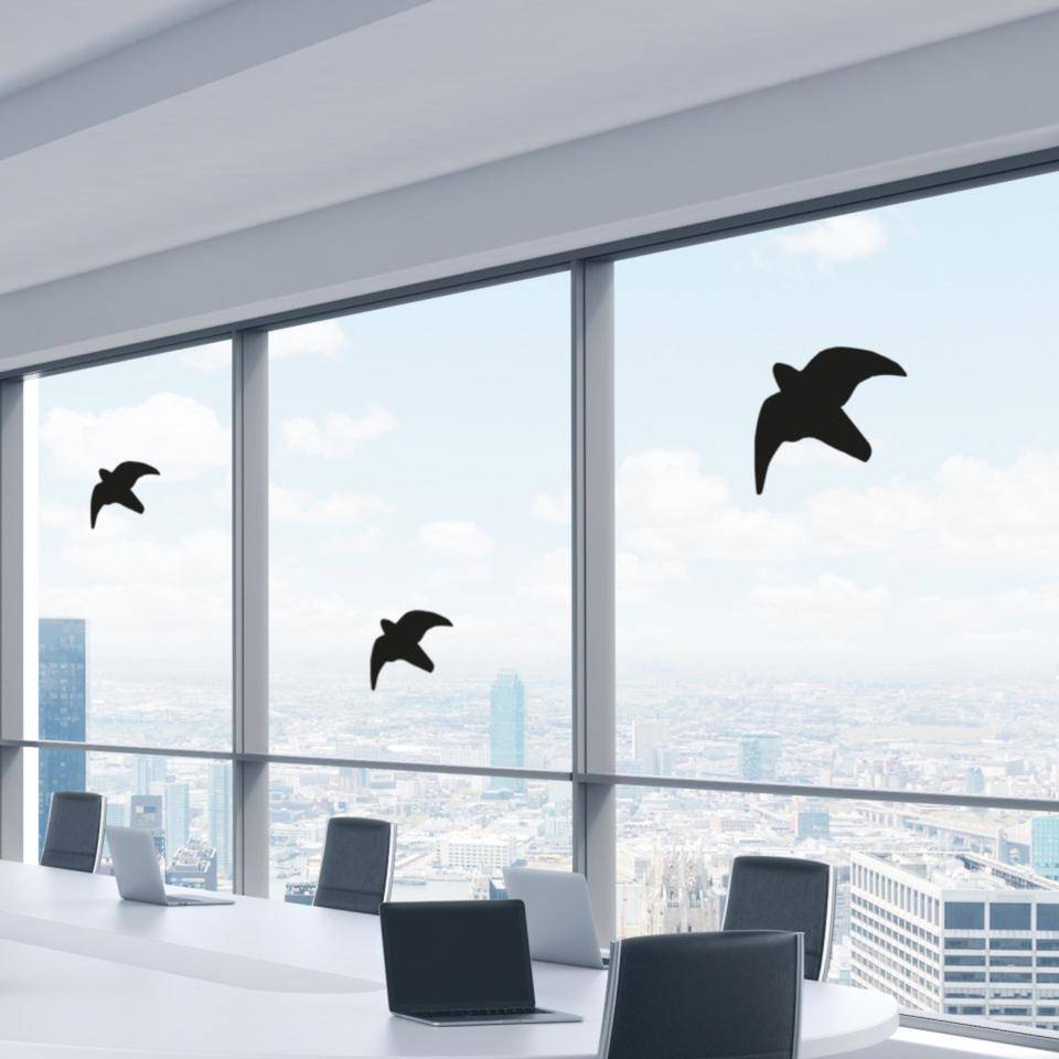 Fensteraufkleber Vögel, schwarz, Folie, 1x 375x230mm, 2 x 125x200mm, 3/VE