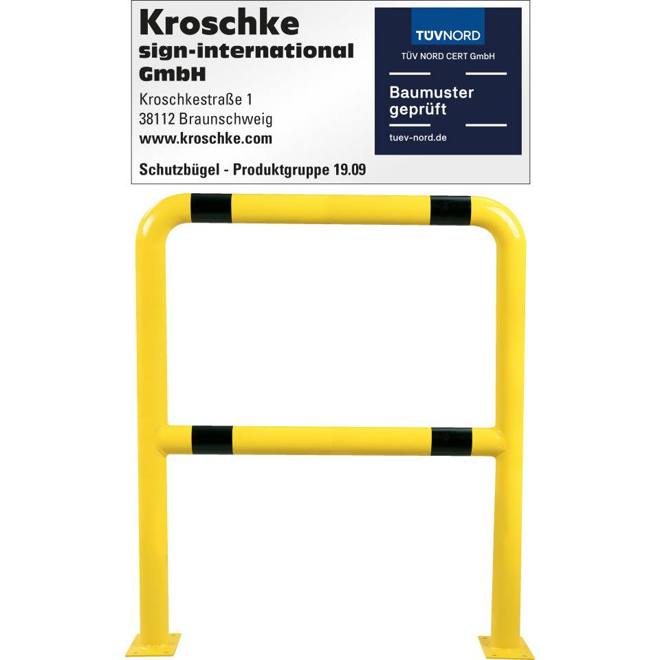 K.57 Schutzbügel mit Knieholm,500mm,z.Aufdüb.,gelb/schw.,Stahl,Ø76mm,1000x1150mm