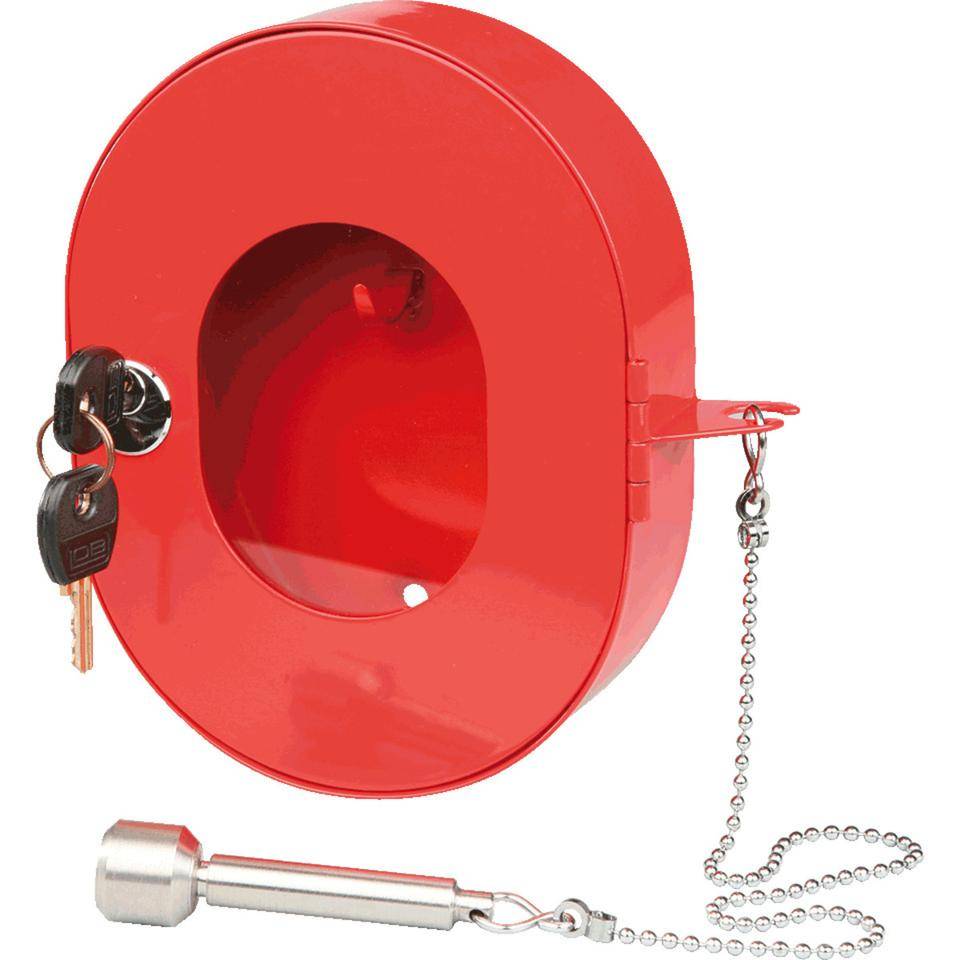 Notschlüsselkasten, oval, rot, Stahlblech, 150x190x60mm