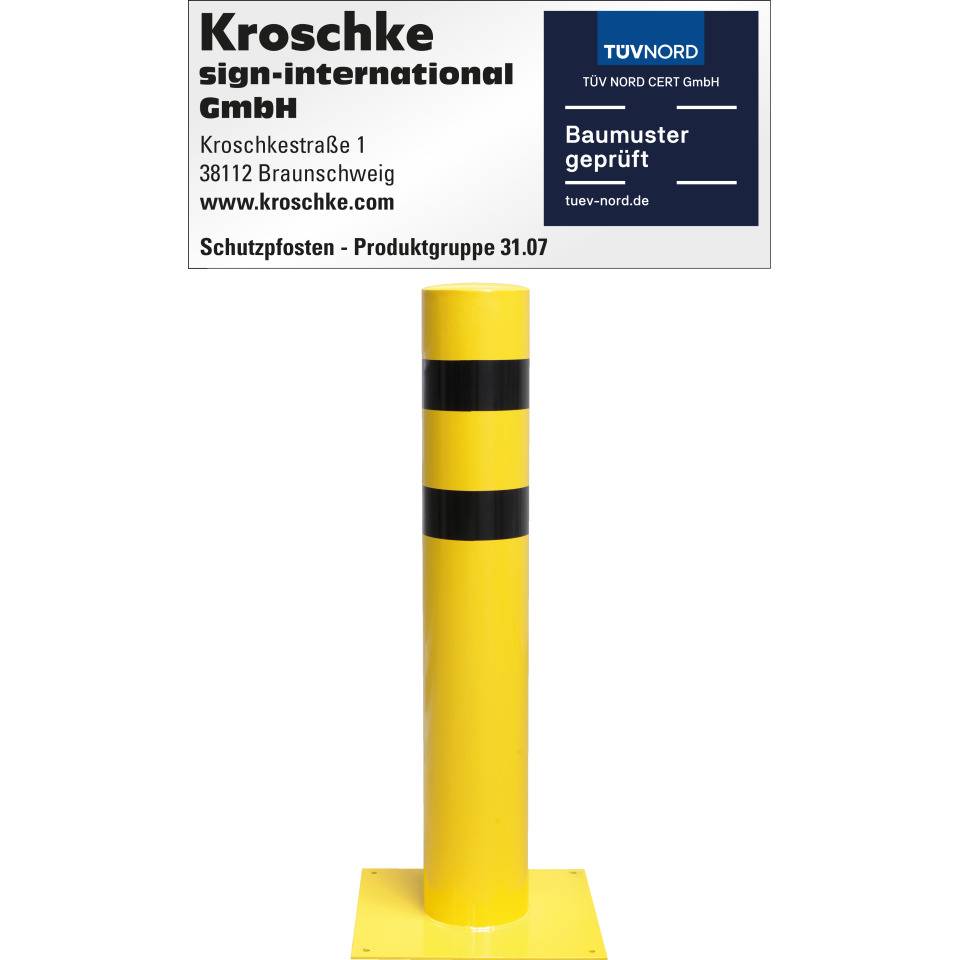 K.57 Schutzpfosten XXXL,z.dübeln,gelb/schwarz,Stahl,pulverbesch.,Ø219mm,1300mm