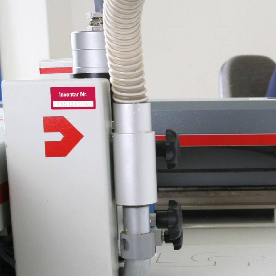 Inventaretikett Inventar Nr., rot, 3M Scotchcal, Klappkaschierung, 40x20mm, 8/Bogen