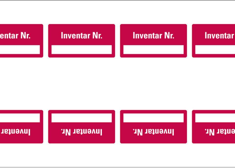 Inventaretikett Inventar Nr., rot, 3M Scotchcal, Klappkaschierung, 40x20mm, 8/Bogen