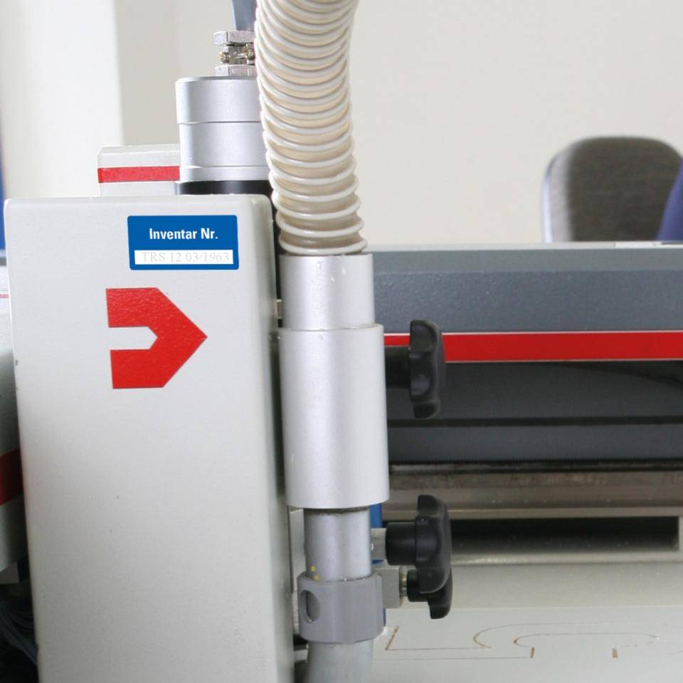Inventaretikett Inventar Nr., blau, 3M Scotchcal, Klappkaschierung, 40x20mm, 8/Bogen