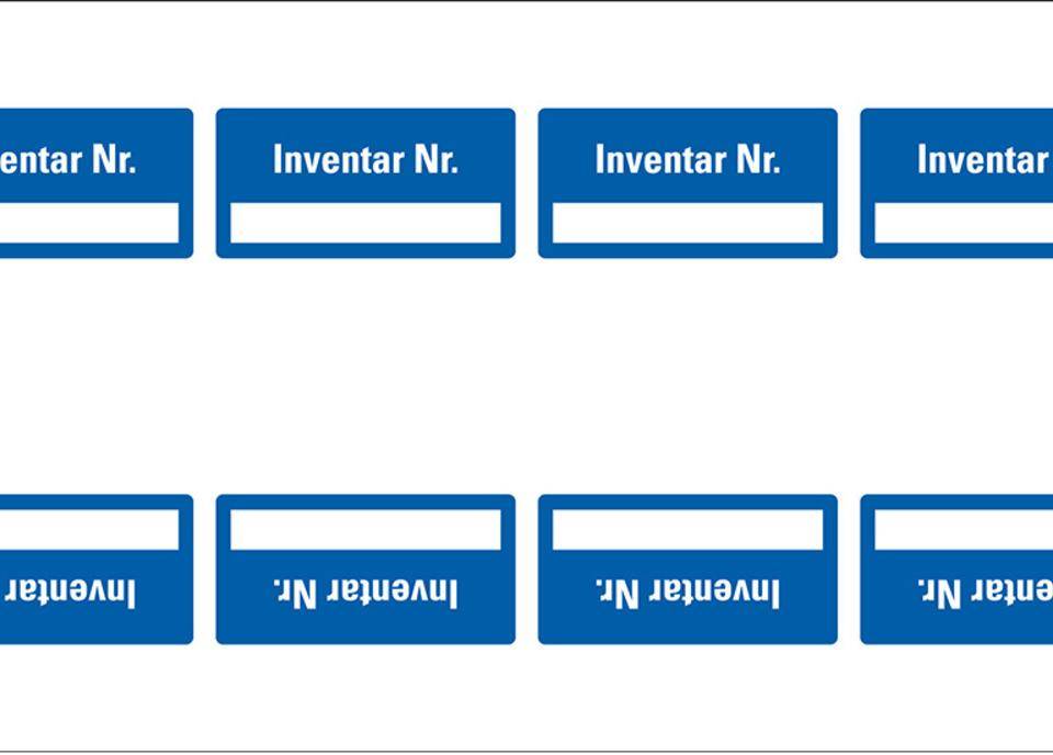 Inventaretikett Inventar Nr., blau, 3M Scotchcal, Klappkaschierung, 40x20mm, 8/Bogen